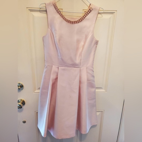 Jessica Simpson Pink Princess seamed party dress necklace detail & bow b… - Picture 4 of 9